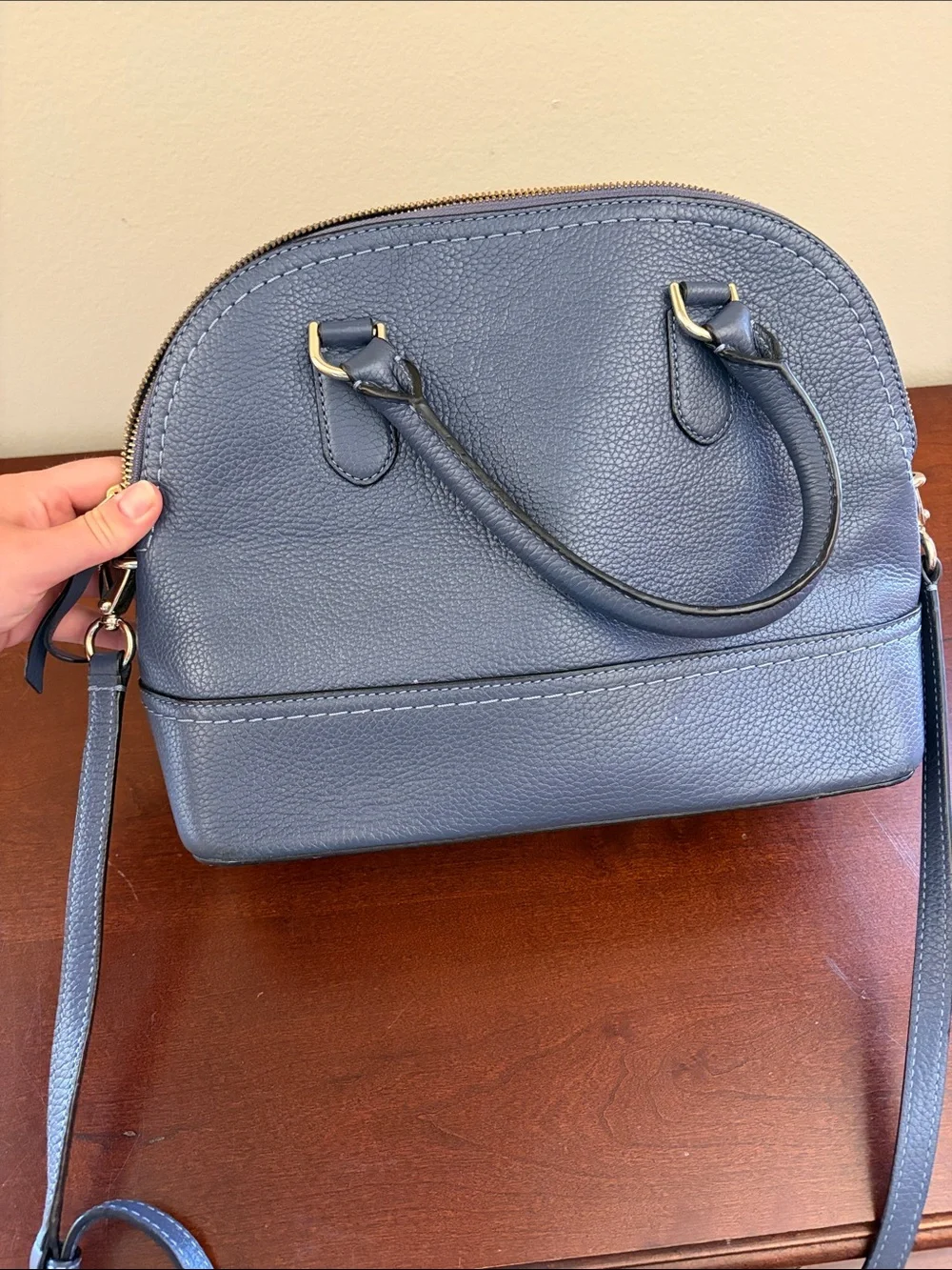 kate spade navy pebbled leather crossbody with tassel